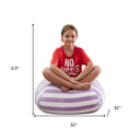 Microfiber Round Striped Pouf Cover - Purple / White