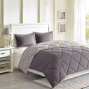 Larkspur - Twin 3M Scotchgard Diamond Quilting Reversible Down Alternative Comforter Set - Charcoal / Gray