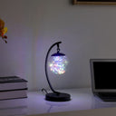 Matte Metal Arched Hanging Orb USB Table Lamp - Black