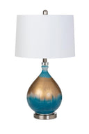 Ombre Glass Table Lamps With White Empire Shade (Set of 2) - Blue And Gold