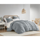 Porter - Full Soft Washed Pleated Duvet Cover Set - Blue / Gray - Comfort Spaces - Duvet Covers & Shams - Elite Enclave Home
