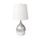 Metal Gourd Table Lamp With White Tapered Drum Shade - Silver