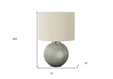 Round Table Lamp With Ivory Drum Shade - Gray - HomeRoots - Table Lamps - Elite Enclave Home