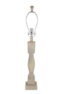Solid Wood Table Lamp Coastal With Fish Empire Shade - Distressed Natural