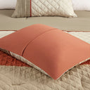 Jenson - 7 Piece Color Block Stripe Comforter Set With Throw Pillows - Spice / White