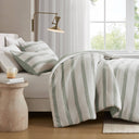 Merritt - King/California King Yarn - Dyed Striped Comforter - Sage Green - Super Listing - Comforters & Sets - Elite Enclave Home