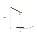 Metal Adjustable LED Desk Lamp With USB Port - Walnut Wood Finish And Antique Brass - HomeRoots - Table Lamps - Elite Enclave Home