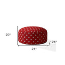 Cotton Round Polka Dots Pouf Cover - Red / White