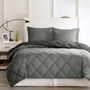 Larkspur - 3M Scotchgard Diamond Quilting Reversible Down Alternative Comforter Set - Black / Gray