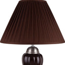 Ceramic Urn Bedside Table Lamp With Brown Empire Shade - Silver