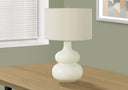 Ceramic Gourd Table Lamp With Drum Shade - Cream - HomeRoots - Table Lamps - Elite Enclave Home