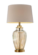 Metal Bedside Table Lamp With Tan Shade - Bronze
