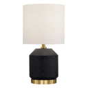 15" Ceramic Cylinder Table Lamp With White Drum Shade - Black And Gold