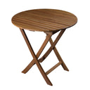 Rounded Solid Wood Folding Outdoor Side Table - Brown