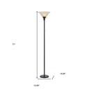 71" Torchiere Floor Lamp With Beige Frosted Glass Dome Shade - Bronze - HomeRoots - Floor Lamps - Elite Enclave Home