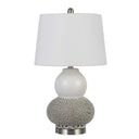 24" Metal Two Light Desk Table Lamps With White Globe Shade (Set of 2) - Silver