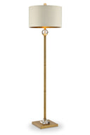 63" Column Floor Lamp With Off - White Drum Shade - Gold - HomeRoots - Floor Lamps - Elite Enclave Home