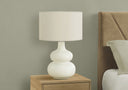 Ceramic Gourd Table Lamp With Drum Shade - Cream - HomeRoots - Table Lamps - Elite Enclave Home