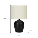 17" Ceramic Round Table Lamp With Ivory Drum Shade - Black - HomeRoots - Table Lamps - Elite Enclave Home