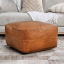 Uttermost Leather Pouf – genuine leather finish in rich brown tones
