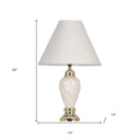 22" Ceramic Bedside Table Lamp With Off-White Shade - White