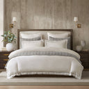 Linen Blend - King/California King Duvet Cover Set - White/Gray - Harbor House - Duvet Covers & Shams - Elite Enclave Home