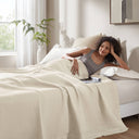 Waffle Weave - King Cotton Blanket - Ivory