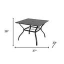 37" x 37" x 28" Square Metal Outdoor Dining Table With Umbrella Hole - Black