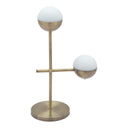 Metal Bedside Table Lamp With Off-White Globe Shade - Brass