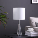22" Bedside Table Lamp With White Drum Shade - Silver