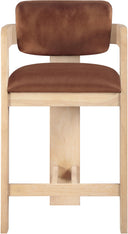 Sacha - Velvet Stool With Natural Base - Meridian Furniture - Counter Height (24" - 27") - Elite Enclave Home