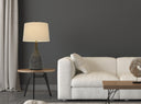 Ceramic Round Table Lamp With Beige Empire Shade - Black