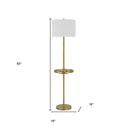 Tray Table Floor Lamp With White Drum Shade - Nickel - HomeRoots - Floor Lamps - Elite Enclave Home