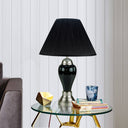 Ceramic Urn Table Lamp With Black Empire Shade - Black And Silver
