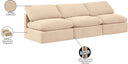 Indulge - Velvet 3 Seat Modular Armless Sofa - Meridian Furniture - Stationary Sectionals - Elite Enclave Home