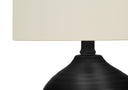 Ceramic Round Table Lamp With Ivory Drum Shade - Black - HomeRoots - Table Lamps - Elite Enclave Home