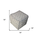 Wool Cotton Blend Cube Chevron Pouf Ottoman - Gray