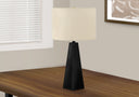 Geometric Table Lamp With Beige Drum Shade - Black - HomeRoots - Table Lamps - Elite Enclave Home