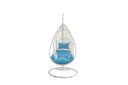 Steel Stand Finished Metal Outdoor Swing Chair With Blue Cushion - Blue