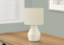 Ceramic Geometric Table Lamp With Drum Shade - Cream - HomeRoots - Table Lamps - Elite Enclave Home