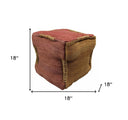 Jute Cube Pouf Ottoman - Pink And Orange - HomeRoots - Accent Poufs - Elite Enclave Home