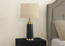 Metal Cylinder Table Lamp With Beige Drum Shade - Black And Gold - HomeRoots - Table Lamps - Elite Enclave Home
