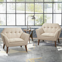 Newport - Wide Mid - Century Modern Lounge Chair (Set of 2) - Beige - INK+IVY - Chair Sets - Elite Enclave Home