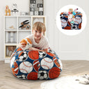 Microfiber Round Sports Pouf Cover - Blue And Orange