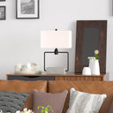 Mod Table Lamp With White Rectangular Shade - Gray And Black