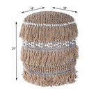 Round Pouf Ottoman - Beige
