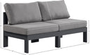 Nizuc - Outdoor Patio 2 Seat Armless Modular Sofa With Gray Frame