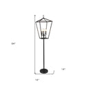 Three Light Floor Lamp With Black Geometric Shade - Black - HomeRoots - Floor Lamps - Elite Enclave Home