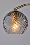 Metal Desk Lamp With Light Gray Swirl Globe Shade - Antiqued Brass - HomeRoots - Table Lamps - Elite Enclave Home