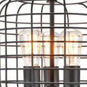 Metal Industrial Cage Design Three Light Table Lamp - Black